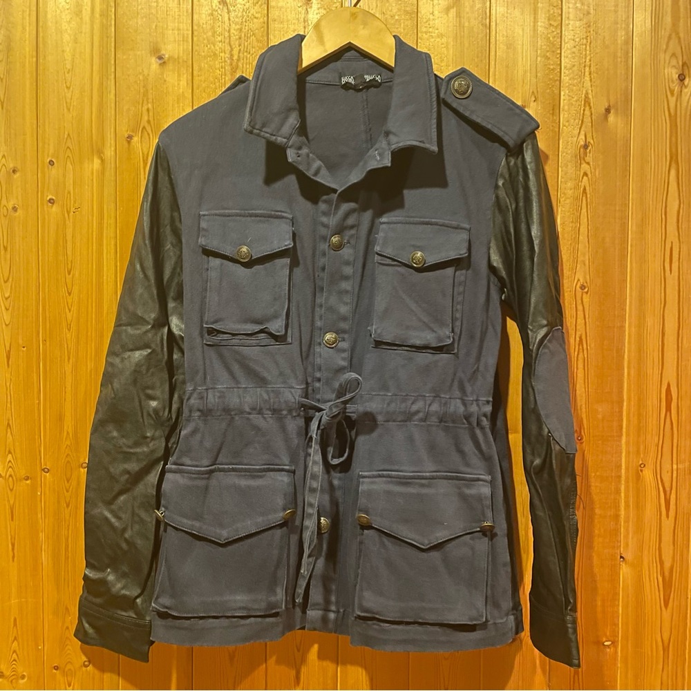 Faux Leather Sleeve Jacket